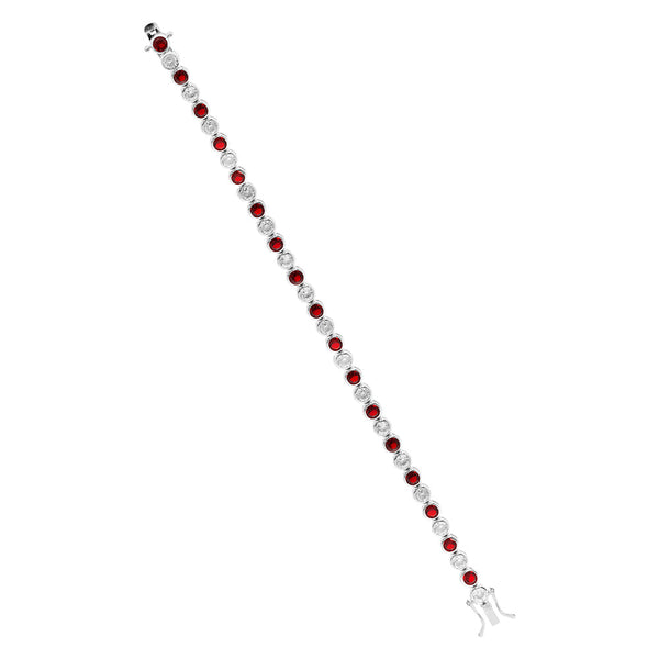 Silver Red and White cz tennis bracelet