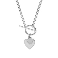 Silver Belcher Chain with T bar Fastener & Double Heart
