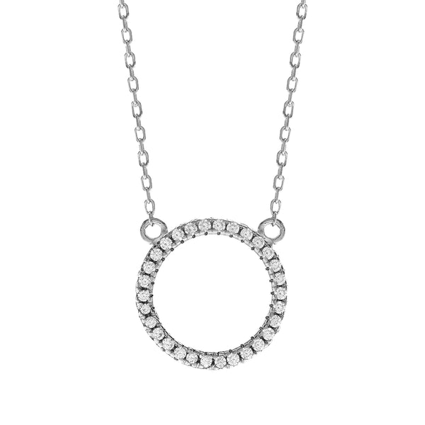 Silver CZ Circle Necklace