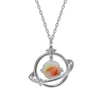 Silver Moonstone Planet with CZ & chain