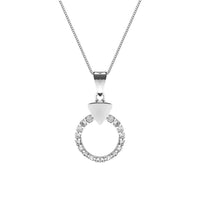 Silver CZ Circle Pendant with Triangle & Chain