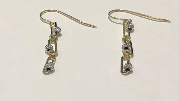 9ct Yellow Gold Chain & Ball Link Drop Earring with Rhodium