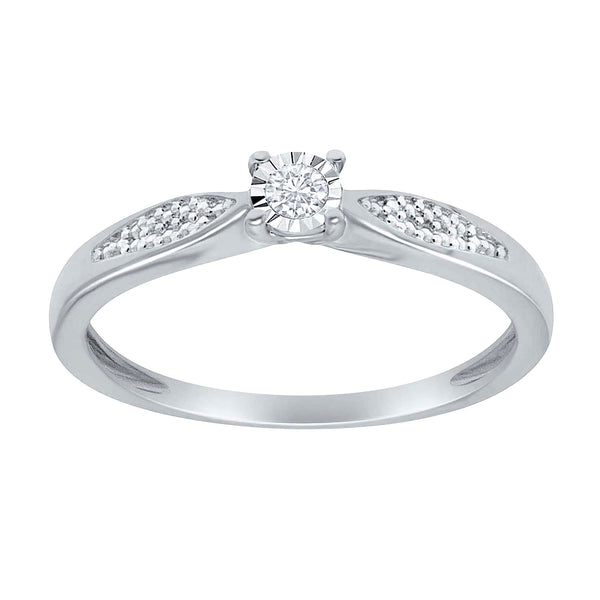 9ct White Gold Single Stone Diamond 0.05ct Ring