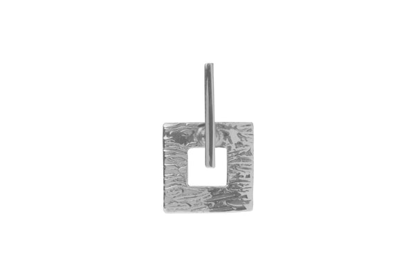 Tianguis Jackson Silver Hammered Open Square & Stick Drop Earring