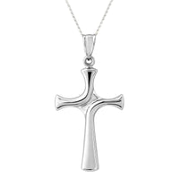 9ct White Gold Cross & 18" Diamond Cut Curb Chain