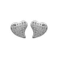 Silver Pave Set CZ flicked Heart Studs