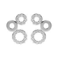 Silver 3 circle CZ Set Stud Earrings