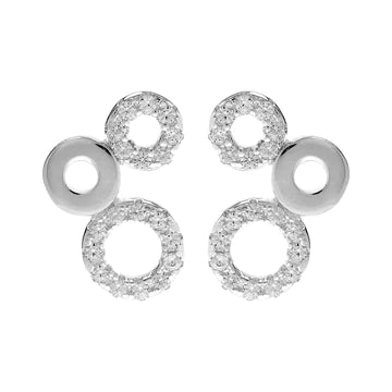 Silver 3 circle CZ Set Stud Earrings