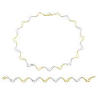 9ct Yellow/White Double Wave Link Bracelet
