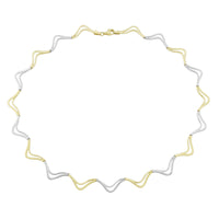 9ct Yellow & White Gold Double Wave Link Collar