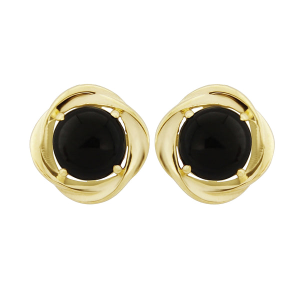 9ct Yellow Gold Synthetic Onyx Stud Earrings