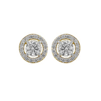 9ct Yellow Gold Round Halo CZ Stud Earrings