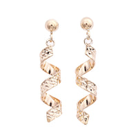 9ct Yellow Gold Diamond Cut Corkscrew Drop Earrings 30mm