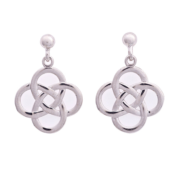 9ct White Gold Celtic Design Drop Earring