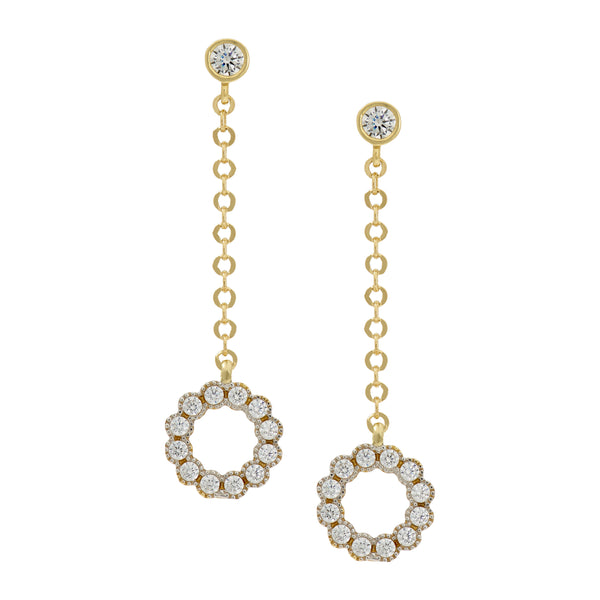 9ct Yellow Gold Drop Earring with CZ Circle