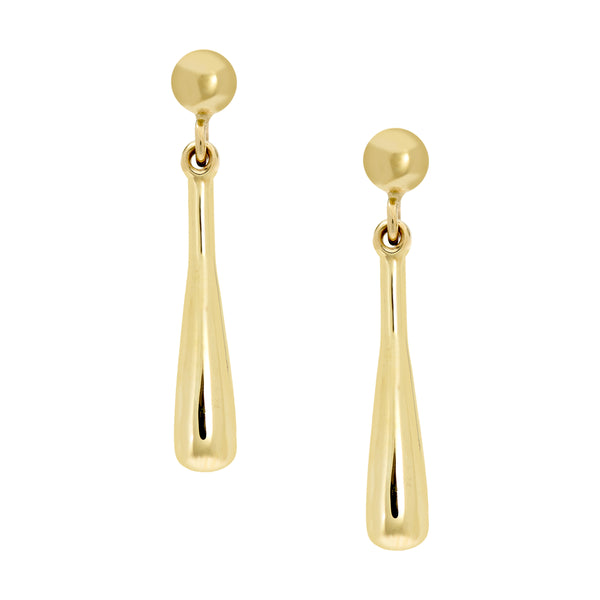 9ct Yellow Gold Long Thin Tear Drop Earring