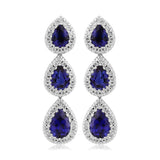 18ct White Gold 6 x Sapphire 2.18ct & 92 Diamond 0.34ct Drop Earrings