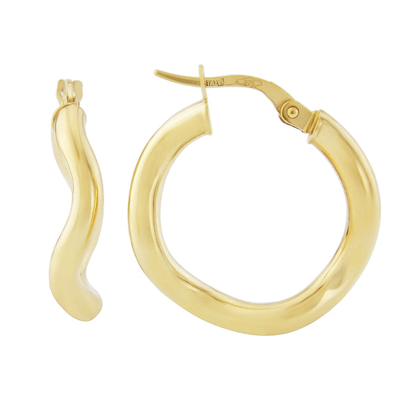 9ct Yellow Gold Wavy 15mm Hoop Earring