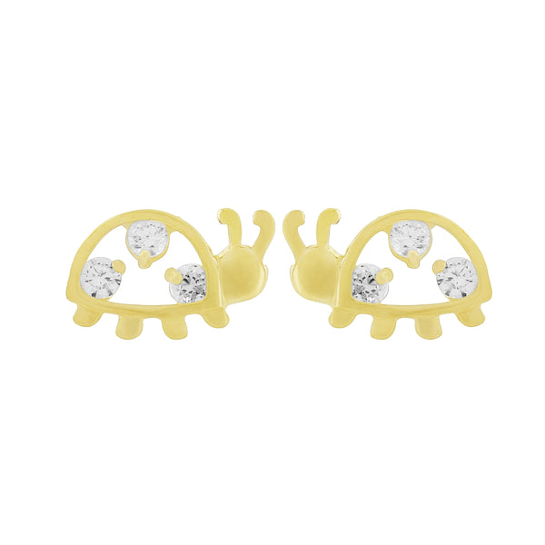 9ct Yellow Gold CZ Ladybird Stud Earrings