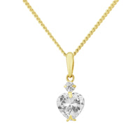 9ct Yellow Gold Heart CZ Pendant & Chain