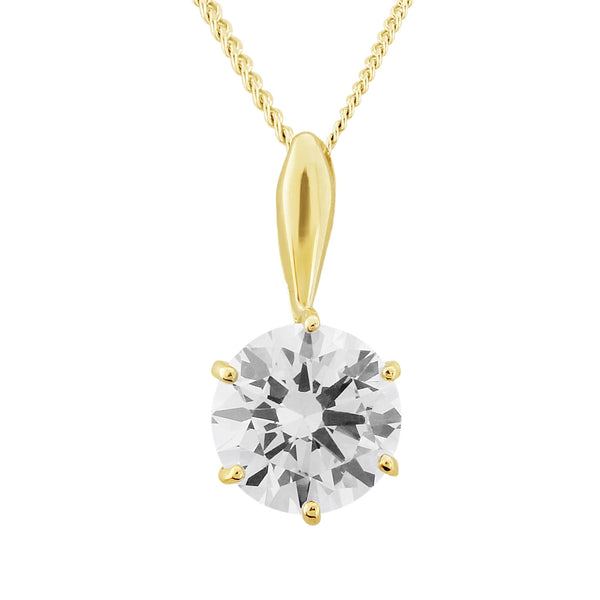 9ct Yellow Gold Solitaire CZ pendant & Chain