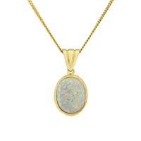 9ct Yellow Gold Created Opal Pendant 10mmx8mm
