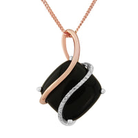 9ct Rose & White Gold Onyx & Diamond 0.05ct Pendant & Chain