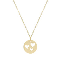 9ct Yellow Gold 3 Heart circle Pendant & chain