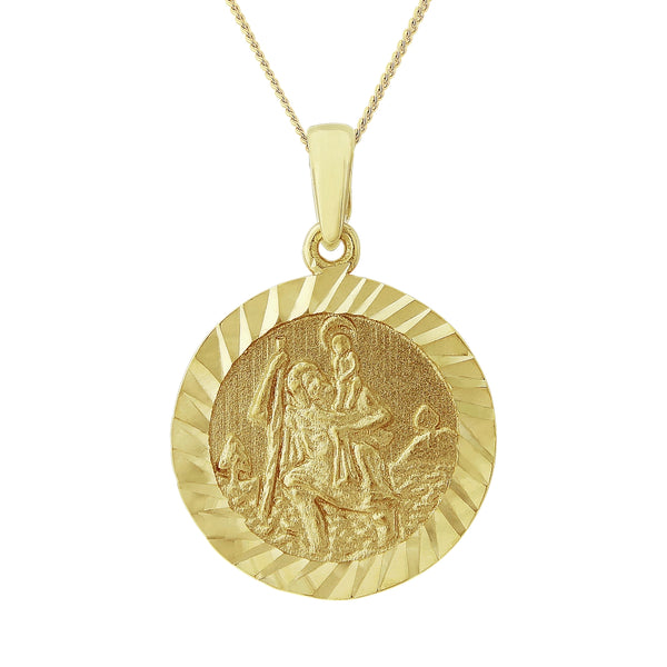 9ct Yellow Gold St Christopher Pendant & Chain