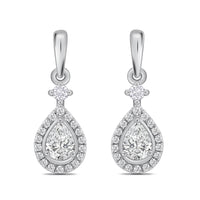 9ct White Gold Pear Shaped Drop Earrings 0.34ct