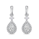 9ct White Gold Pear Shaped Drop Earrings 0.34ct