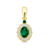 9ct Yellow Gold Emerald 0.49ct & Diamond 0.07ct Drop Earrings