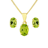9ct Yellow Gold 4 Claw Peridot Pendant & 18" Curb Chain