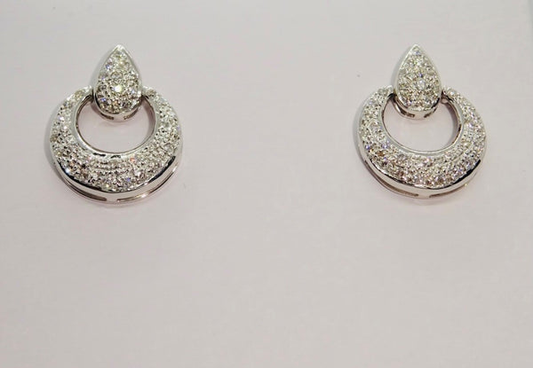 18ct White Gold Pave set Diamond Earrings  Dia Wt approx 0.50 ct