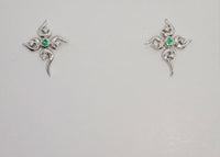 9ct White Gold Emerald & Diamond Fancy Earrings