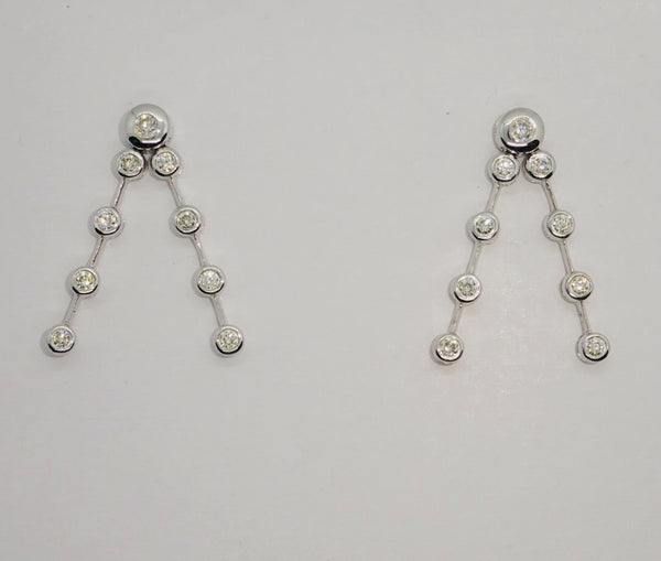 18ct White Gold Double Stick Earrings
