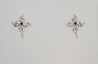 9ct White Gold Sapphire & Diamond Fancy Stud Earrings