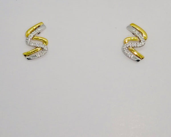 9ct Yellow Gold S Shaped Diamond Stud Earrings