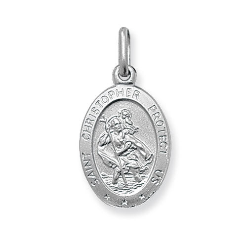 Silver Small Oval St Christopher Pendant