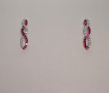 9ct White Gold 2 Stand Twist Ruby & Diamond Earrings