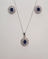 18ct White Gold Sapphire & Diamond Stud Earrings Diamond Weight 0.42ct