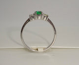 18ct White Gold 3 Stone Emerald 0.30ct & Diamond 0.22ct Ring